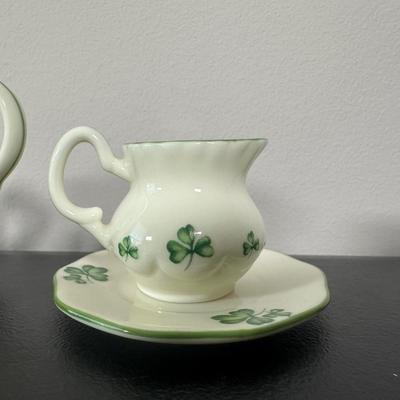 LOT 3K: Vintage Lefton Irish Piggy Bank, Tea Set & More
