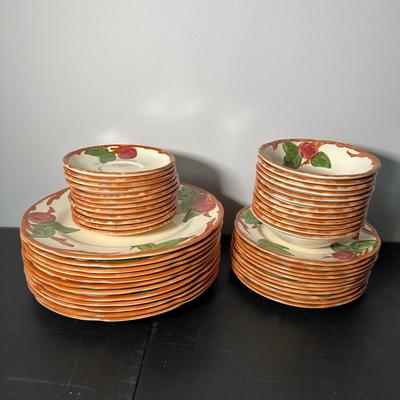 LOT 6K: Large Collection Of Franciscan Ware Apple Pattern Plates, Cups, Bowls & More