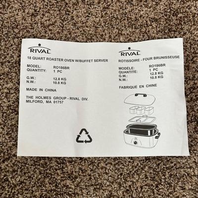 LOT 7K: Kitchen Appliances- Rival 18 qt Roaster Oven, Hamilton Beach Slow Cooker & More