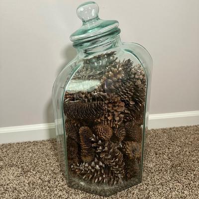 LOT 42L: Beautiful Home Decor - Plant Stand, Glass Jar & More