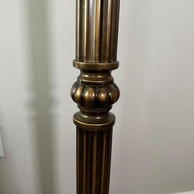 LOT 43L: Large Faux Plant w/ Bronze Color Floor Lamp