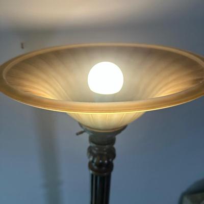 LOT 43L: Large Faux Plant w/ Bronze Color Floor Lamp