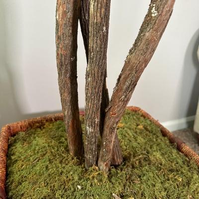 LOT 43L: Large Faux Plant w/ Bronze Color Floor Lamp