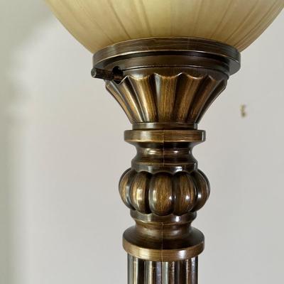 LOT 43L: Large Faux Plant w/ Bronze Color Floor Lamp