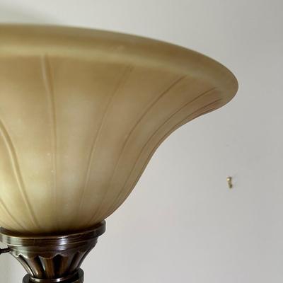 LOT 43L: Large Faux Plant w/ Bronze Color Floor Lamp