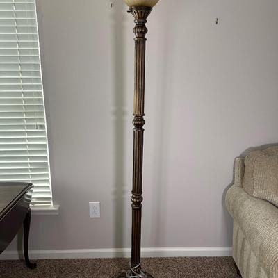 LOT 43L: Large Faux Plant w/ Bronze Color Floor Lamp