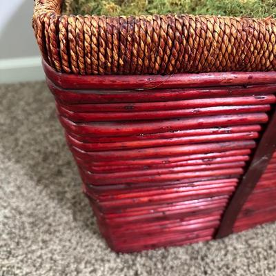 LOT 43L: Large Faux Plant w/ Bronze Color Floor Lamp