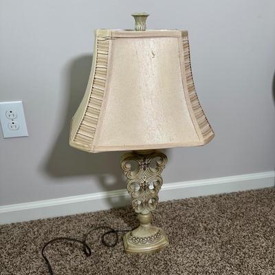 LOT 45L: Home Decor - 2 Table Lamps w/ Wrought Iron Plant Stand