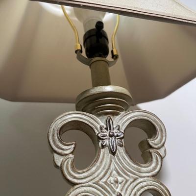 LOT 45L: Home Decor - 2 Table Lamps w/ Wrought Iron Plant Stand