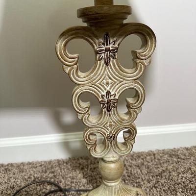 LOT 45L: Home Decor - 2 Table Lamps w/ Wrought Iron Plant Stand
