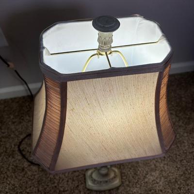 LOT 45L: Home Decor - 2 Table Lamps w/ Wrought Iron Plant Stand