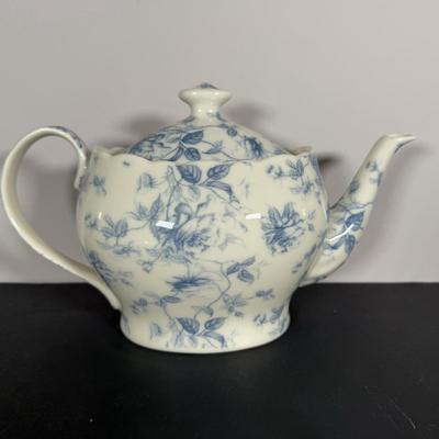LOT 61K: Gracie China by Coastline Imports Teapots - one w/ Matching Sugar Bowl & Creamer, one w/ Matching Teacups & Saucers