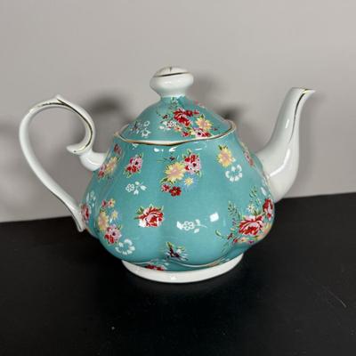 LOT 61K: Gracie China by Coastline Imports Teapots - one w/ Matching Sugar Bowl & Creamer, one w/ Matching Teacups & Saucers