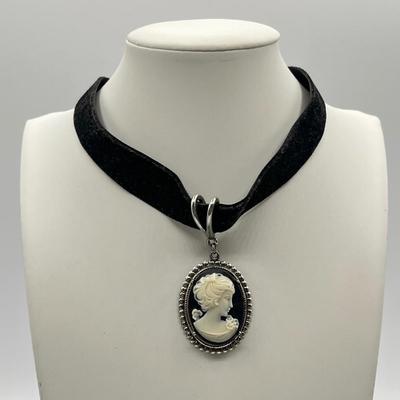 LOT 82J: Faux Cameo Choker, Hematite Necklaces and Bracelet