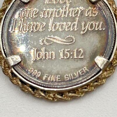 LOT 85J: .999 Fine Silver Jesus Pendant - 8.1 grams