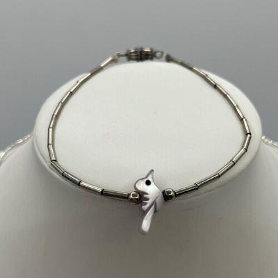 LOT 89J: Bird Fetish 7.5" Bracelet + Sterling Silver 16" Necklace