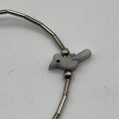 LOT 89J: Bird Fetish 7.5" Bracelet + Sterling Silver 16" Necklace