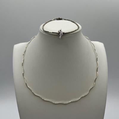 LOT 89J: Bird Fetish 7.5" Bracelet + Sterling Silver 16" Necklace