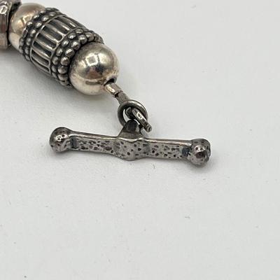 LOT 92J: Silpada Sterling Silver and Gold Filled Bali Bead Bracelet - 37.4 gtw