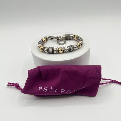 LOT 92J: Silpada Sterling Silver and Gold Filled Bali Bead Bracelet - 37.4 gtw