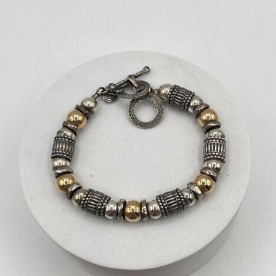 LOT 92J: Silpada Sterling Silver and Gold Filled Bali Bead Bracelet - 37.4 gtw