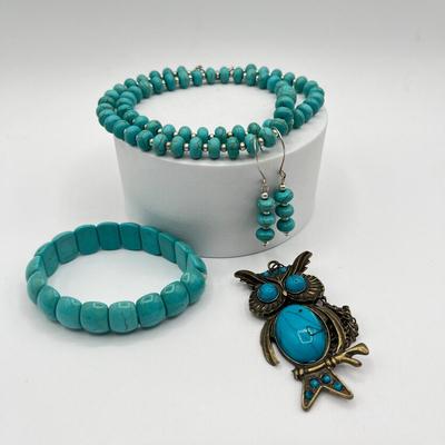 LOT 93J: Necklace, Bracelet and Earrings Set + Owl Pendant