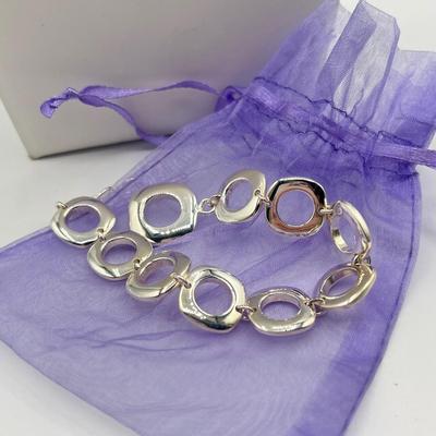 LOT 99J: Tiffany & Co. Elsa Peretti 8" Cushion Link Sterling Silver Bracelet - 28.2 grams