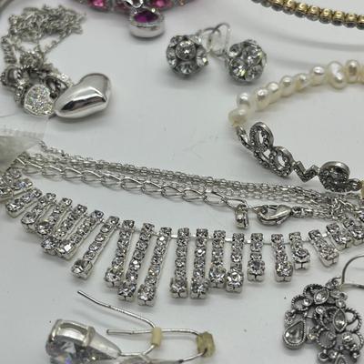 LOT 151J: Big Lot of Silver Tone Costume Jewelry