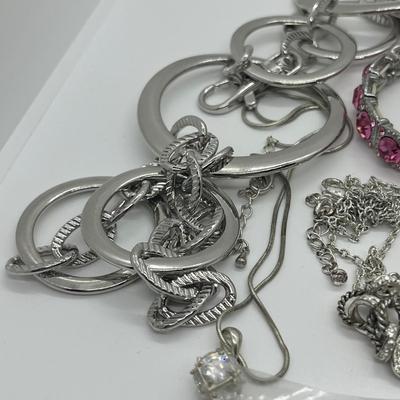 LOT 151J: Big Lot of Silver Tone Costume Jewelry