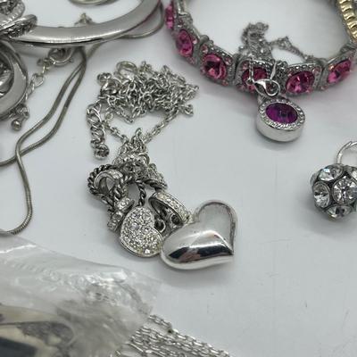 LOT 151J: Big Lot of Silver Tone Costume Jewelry