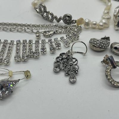 LOT 151J: Big Lot of Silver Tone Costume Jewelry