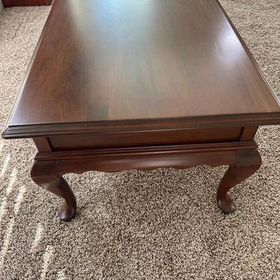 LOT 170L: Vintage Ethan Allen Coffee Table w/ Bookcase & Side Table