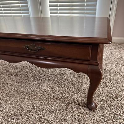 LOT 170L: Vintage Ethan Allen Coffee Table w/ Bookcase & Side Table