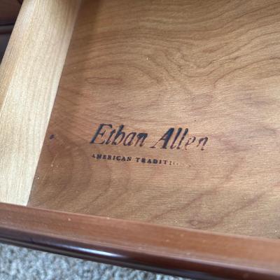 LOT 170L: Vintage Ethan Allen Coffee Table w/ Bookcase & Side Table