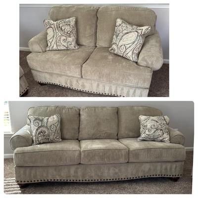 LOT 171L: Ashley Furniture Couch w/ Matching Love Seat