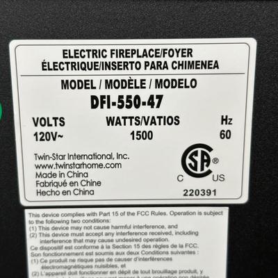 LOT 172L: Duraflame Electric Fireplace model DFL-550-47