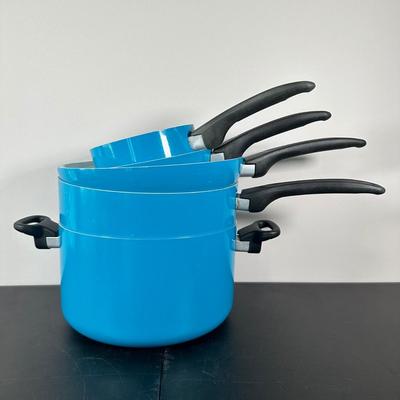 LOT 180K: Silverstone Cookware Blue Pots & Pans Set