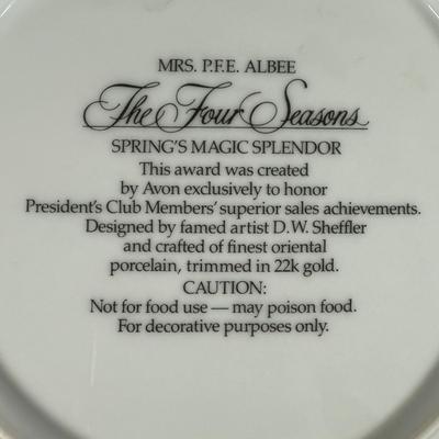 LOT 181L: Avon Decorative Plate Collection - Mrs. P.F.E. Albee Seasons Portrait Plates & Avon Anniversary Commemorative Plates