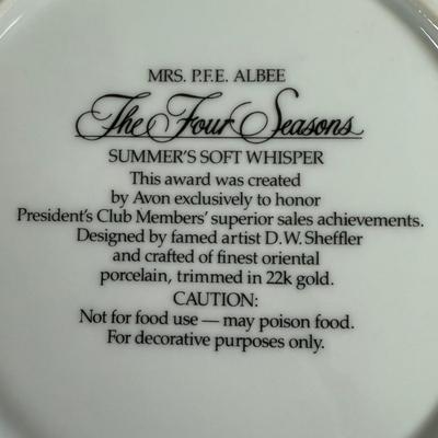 LOT 181L: Avon Decorative Plate Collection - Mrs. P.F.E. Albee Seasons Portrait Plates & Avon Anniversary Commemorative Plates
