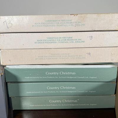 LOT 185L: Avon - Vintage Christmas Plates, Sweet Country Harvest S&P Shakers & Country Den Ceramic Tankard - all w/ Boxes