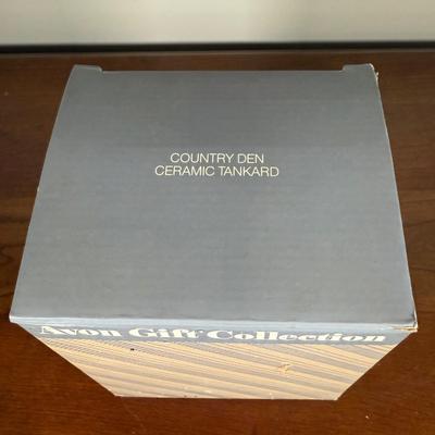 LOT 185L: Avon - Vintage Christmas Plates, Sweet Country Harvest S&P Shakers & Country Den Ceramic Tankard - all w/ Boxes