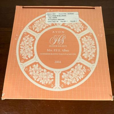 LOT 186L: Avon Honor Society Mrs. P.F.E. Albee Commemorative Tea Cup & Saucer Sets w/ Boxes - 1998-2001, 2004