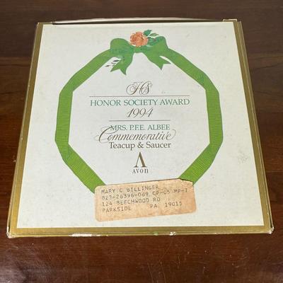 LOT 187L: Avon Honor Society Mrs. P.F.E. Albee Commemorative Tea Cup & Saucer Sets w/ Boxes - 1991, 1994-1997