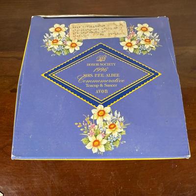 LOT 187L: Avon Honor Society Mrs. P.F.E. Albee Commemorative Tea Cup & Saucer Sets w/ Boxes - 1991, 1994-1997