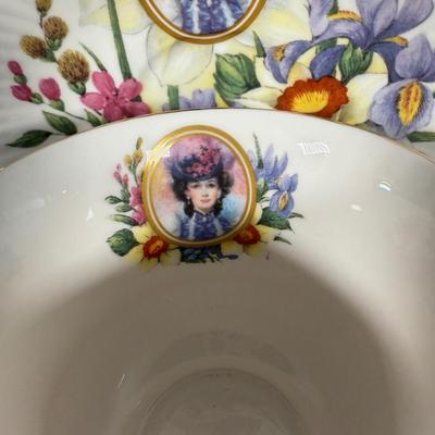 LOT 187L: Avon Honor Society Mrs. P.F.E. Albee Commemorative Tea Cup & Saucer Sets w/ Boxes - 1991, 1994-1997