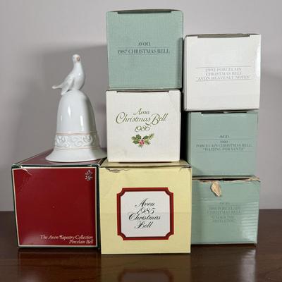 LOT 188D: Avon Ceramic Christmas Bells - most w/ Boxes
