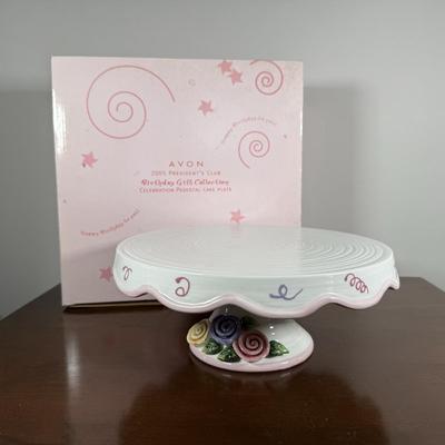 LOT 189D: Happy Birthday! Avon President’s Club Birthday Gifts & More w/ Boxes - Ceramic Celebration Cake Plates, Server &...