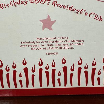 LOT 189D: Happy Birthday! Avon President’s Club Birthday Gifts & More w/ Boxes - Ceramic Celebration Cake Plates, Server &...