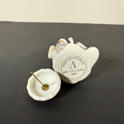 LOT 190D: Vintage Avon Miniature Mrs. PFE Albee Figurines w/ NIP Shadow Box Display Shelf & More