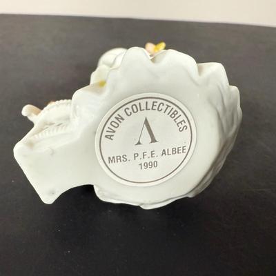 LOT 190D: Vintage Avon Miniature Mrs. PFE Albee Figurines w/ NIP Shadow Box Display Shelf & More